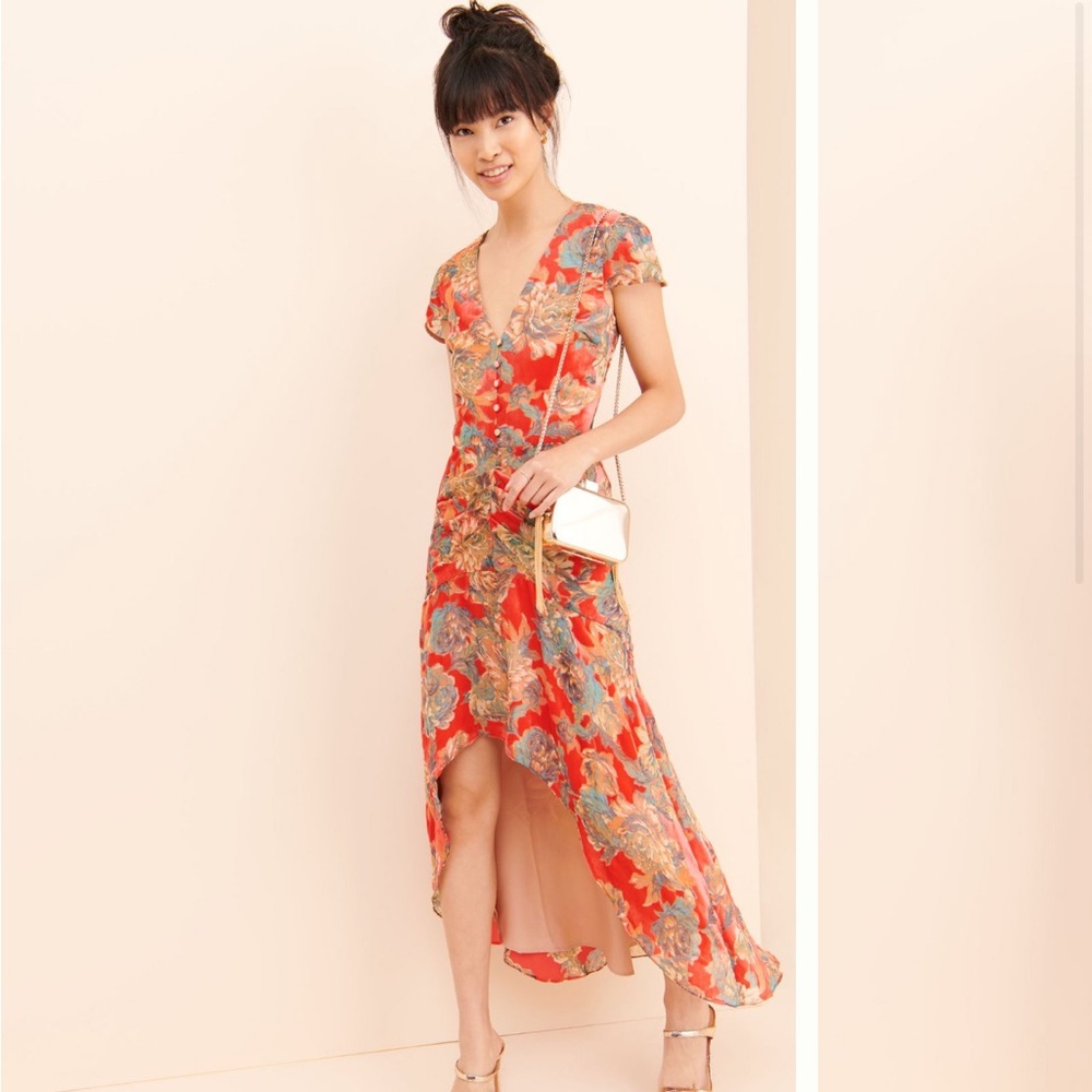 Harlyn Red Floral Dress Size S EUC